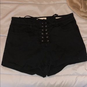 High waisted lace up shorts